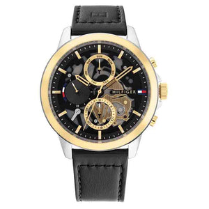 Tommy Hilfiger Henry Chronograph Black Dial Black Leather Strap Watch For Men - 1710474 Buy Now By Tommy Hilfiger