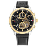 Tommy Hilfiger Henry Chronograph Black Dial Black Leather Strap Watch For Men - 1710474 Buy Now By Tommy Hilfiger