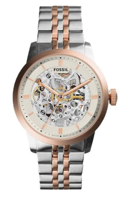 Fossil Townsman Automatic Skeleton White Dial Two Tone Steel Strap Watch for Men - ME3075 Buy Now By Fossil
