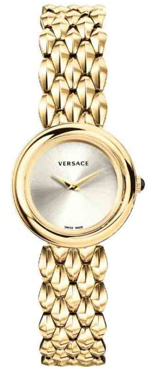 Versace V-Flare Quartz Silver Dial Gold Steel Strap Watch for Women - VEBN00718 Buy Now By Versace