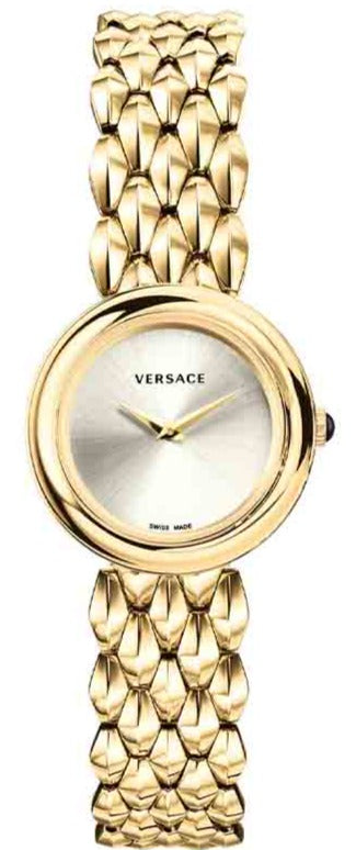 Versace V-Flare Quartz Silver Dial Gold Steel Strap Watch for Women - VEBN00718 Buy Now By Versace