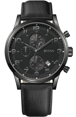 Hugo Boss Blackout Chronograph Black Dial Black Leather Strap Watch For Men - HB1512567 Buy Now By Hugo Boss