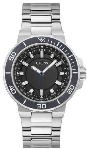 Guess Track Black Dial Silver Steel Strap Watch for Men - GW0426G1 Buy Now By Guess