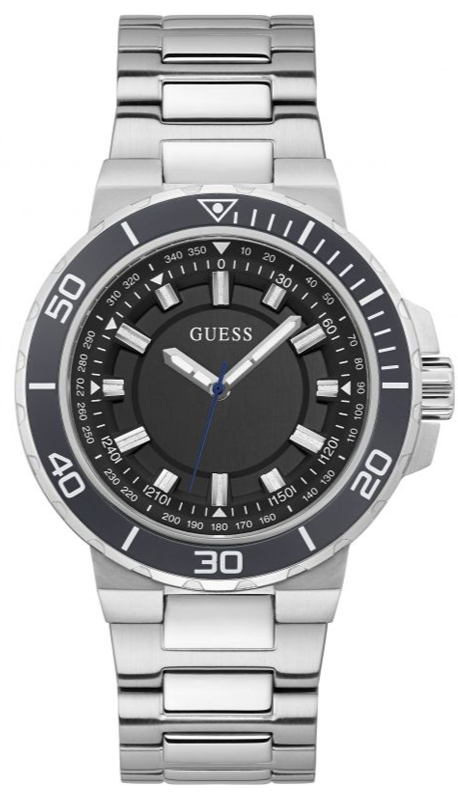 Guess Track Black Dial Silver Steel Strap Watch for Men - GW0426G1 Buy Now By Guess