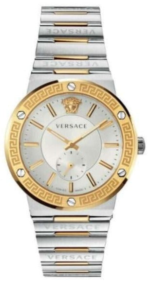 Versace Greca Silver Dial Two Tone Steel Strap Watch for Men - VEVI00320 Buy Now By Versace