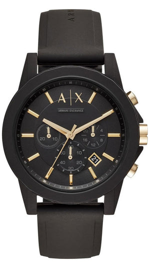 Armani Exchange Outerbanks Chronograph Black Dial Black Steel Strap Watch For Men - AX7105 Buy Now By Armani Exchange