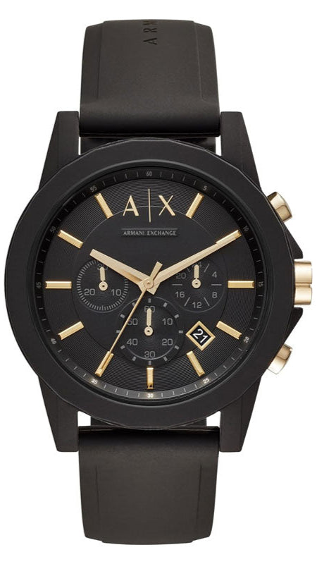 Armani Exchange Outerbanks Chronograph Black Dial Black Steel Strap Watch For Men - AX7105 Buy Now By Armani Exchange