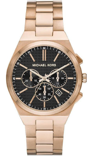 Michael Kors Lennox Chronograph Black Dial Rose Gold Steel Strap Watch For Men - MK9119 Buy Now By Michael Kors