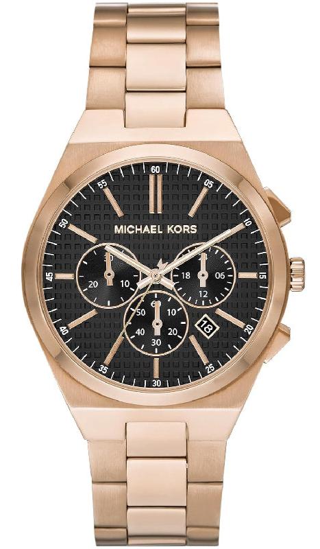 Michael Kors Lennox Chronograph Black Dial Rose Gold Steel Strap Watch For Men - MK9119 Buy Now By Michael Kors