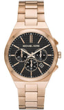 Michael Kors Lennox Chronograph Black Dial Rose Gold Steel Strap Watch For Men - MK9119 Buy Now By Michael Kors