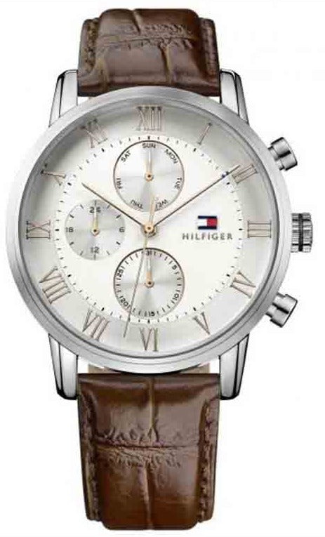 Tommy Hilfiger Kane Chronograph White Dial Brown Leather Strap Watch for Men - 1791400 Buy Now By Tommy Hilfiger