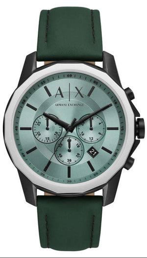 Armani Exchange Banks Chronograph Green Dial Green Leather Strap Watch For Men - AX1725 Buy Now By Armani Exchange