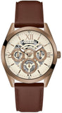 Guess Multi-Function Chronograph White Dial Brown Leather Strap Watch For Men - GW0389G8 Buy Now By Guess