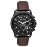 Armani Exchange Outerbanks Chronograph Black Dial Brown Leather Strap Watch For Men - AX1732 Buy Now By Armani Exchange