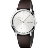 Calvin Klein Minimal Silver Dial Brown Leather Strap Watch for Men - K3M211G6 Buy Now By Calvin Klein