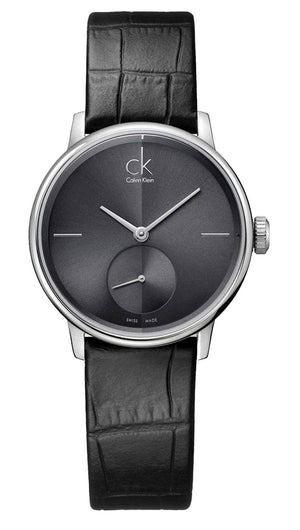 Calvin Klein Accent Black Dial Black Leather Strap Watch for Women - K2Y231C3 Buy Now By Calvin Klein