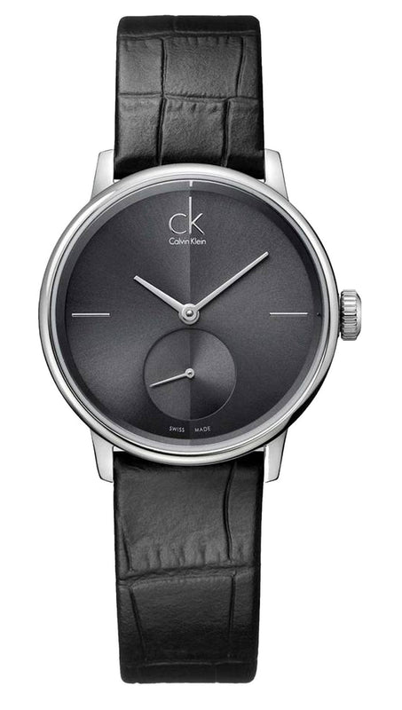 Calvin Klein Accent Black Dial Black Leather Strap Watch for Women - K2Y231C3 Buy Now By Calvin Klein