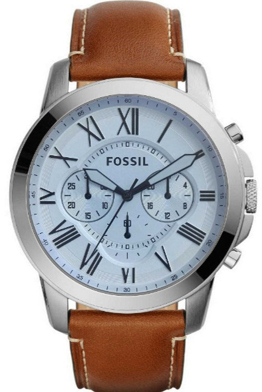 Fossil Grant Chronograph Blue Dial Brown Leather Strap Watch for Men - FS5184 Buy Now By Fossil