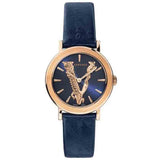 Versace Virtus Quartz Blue Dial Blue Leather Strap Watch for Women - VEHC00419 Buy Now By Versace