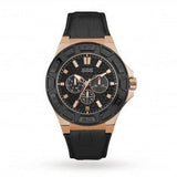Guess Force Analog Black Dial Black Leather Strap Watch For Men - W0674G6 Buy Now By Guess