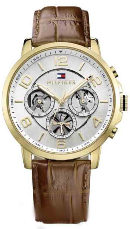 Tommy Hilfiger Keagan Quartz Silver Dial Brown Leather Strap Watch for Men - 1791291 Buy Now By Tommy Hilfiger