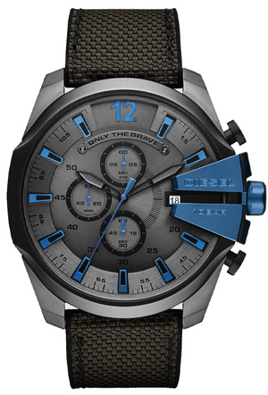 Diesel Mega Chief Chronograph Black Dial Black Nylon Strap Watch For Men - DZ4500 Buy Now By Diesel