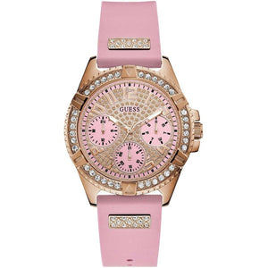 Guess Frontier Diamonds Rose Gold Dial Pink Rubber Strap Watch For Women - W1160L5 Buy Now By Guess