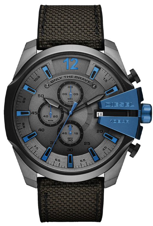 Diesel Mega Chief Chronograph Black Dial Black Nylon Strap Watch For Men - DZ4500 Buy Now By Diesel