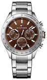 Tommy Hilfiger Hudson Chronograph Quartz Brown Dial Silver Steel Strap Watch For Men - 1791229 Buy Now By Tommy Hilfiger