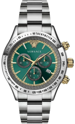 Versace Classic Chronograph Quartz Green Dial Silver Steel Strap Watch For Men - VEV700721 Buy Now By Versace
