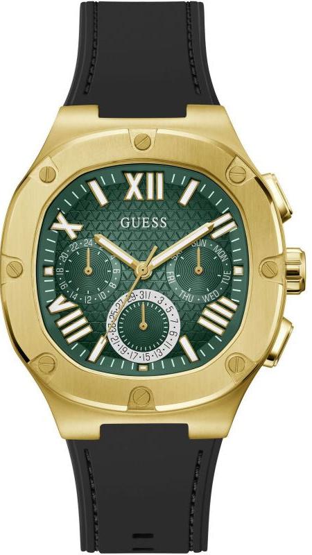 Guess Headliner Multifunction Green Dial Black Silicone Strap Watch For Men - GW0571G3 Buy Now By Guess
