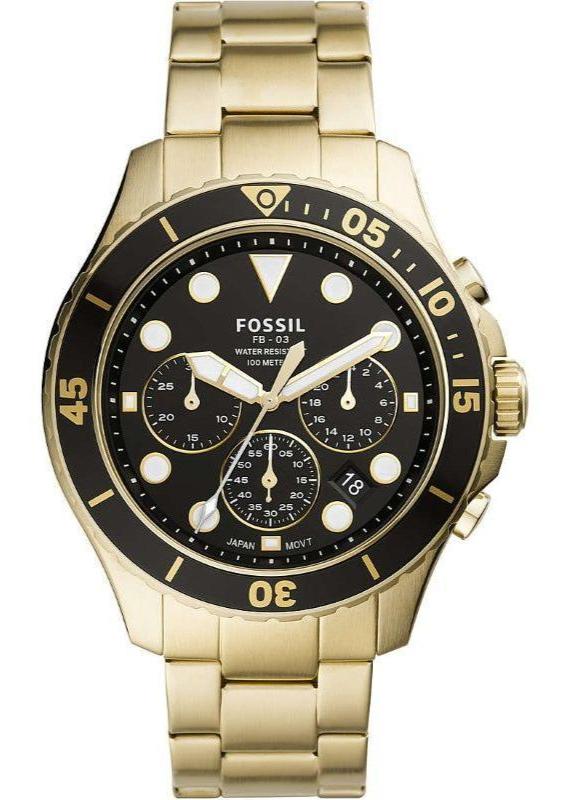 Fossil FB-03 Chronograph Black Dial Gold Steel Strap Watch for Men - FS5727 Buy Now By Fossil