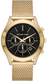 Michael Kors Slim Runway Chronograph Black Dial Gold Mesh Strap Watch For Men - MK9057 Buy Now By Michael Kors