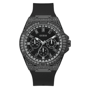 Guess Zeus Multifunction Crystals Black Dial Black Silicone Strap Watch For Men - GW0208G5 Buy Now By Guess