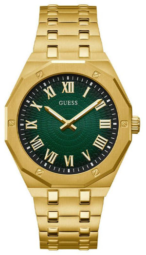 Guess Asset Quartz Green Dial Gold Steel Strap Watch For Men - GW0575G2 Buy Now By Guess