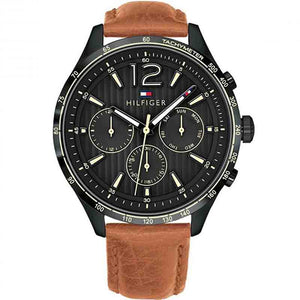 Tommy Hilfiger Gavin Chronograph Quartz Black Dial Brown Leather Strap Watch for Men - 1791470 Buy Now By Tommy Hilfiger
