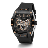 Guess Phoenix Multifunction Black Dial Black Silicone Strap Watch For Men - GW0203G8 Buy Now By Guess