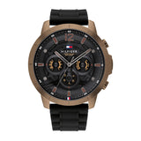 Tommy Hilfiger Luca Chronograph Black Dial Black Rubber Strap Watch For Men - 1710491 Buy Now By Tommy Hilfiger