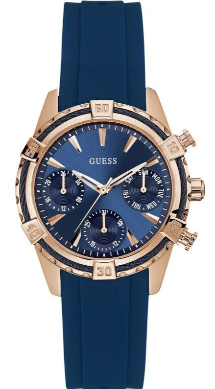 Guess Analog Quartz Blue Dial Blue Rubber Strap Watch For Women - W0562L3 Buy Now By Guess