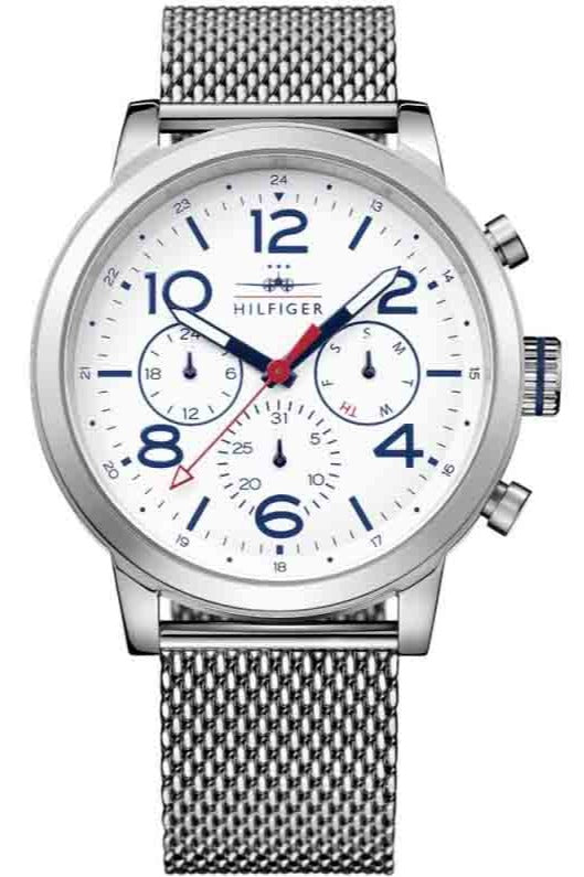 Tommy Hilfiger Jake Quartz White Dial Silver Mesh Bracelet Watch for Men - 1791233 Buy Now By Tommy Hilfiger
