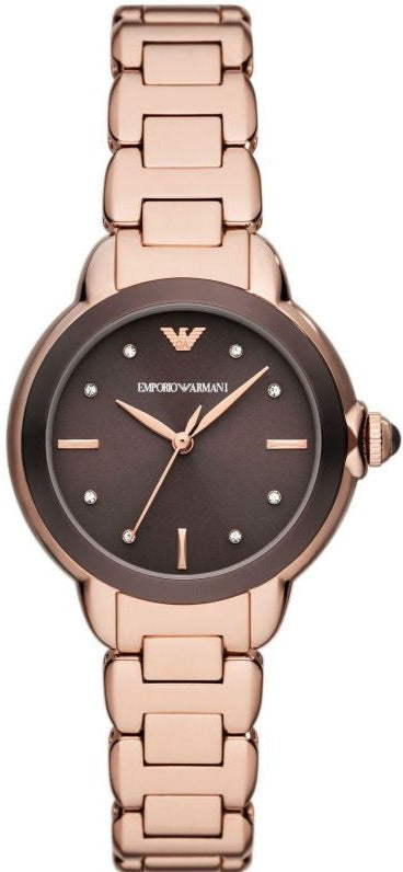 Emporio Armani Mia Quartz Brown Dial Rose Gold Steel Strap Watch For Women - AR11570 Buy Now By Emporio Armani