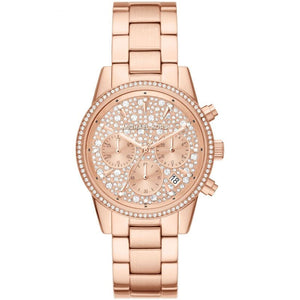 Michael Kors Ritz Chronograph Rose Gold Dial Rose Gold Steel Strap Watch For Women - MK7302 Buy Now By Michael Kors