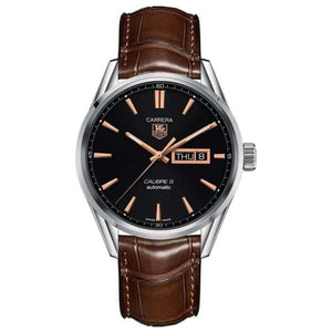 Tag Heuer Carrera Automatic Black Dial Brown Leather Strap Watch for Men - WAR201C.FC6291 Buy Now By Tag Heuer