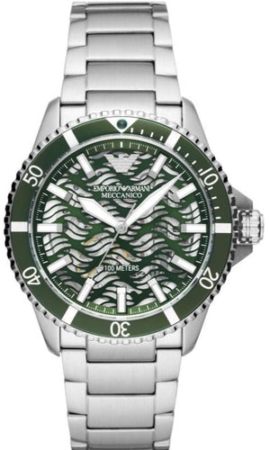 Emporio Armani Diver Automatic Green Dial Silver Steel Strap Watch For Men - AR60061 Buy Now By Emporio Armani