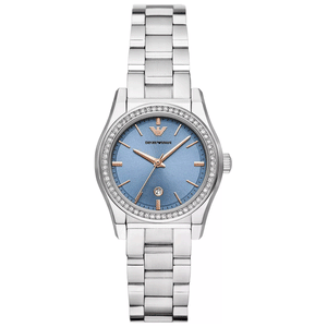 Emporio Armani Federica Three-Hand Date Blue Dial Silver Steel Strap Watch For Women - AR11593 Buy Now By Emporio Armani