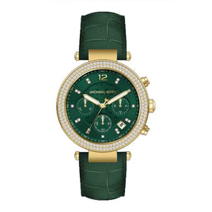 Michael Kors Parker Chronograph Green Dial Green Leather Strap Watch For Women - MK6985 Buy Now By Michael Kors