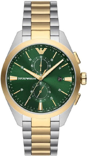 Emporio Armani Claudio Chronograph Green Dial Two Tone Steel Strap Watch For Women - AR11511 Buy Now By Emporio Armani