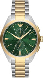Emporio Armani Claudio Chronograph Green Dial Two Tone Steel Strap Watch For Women - AR11511 Buy Now By Emporio Armani