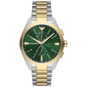 Emporio Armani Claudio Chronograph Green Dial Two Tone Steel Strap Watch For Women - AR11511 Buy Now By Emporio Armani