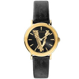 Versace Virtus Quartz Black Dial Black Leather Strap Watch for Women - VEHC00119 Buy Now By Versace